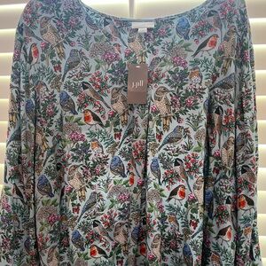 New J Jill colorful bird top 3X